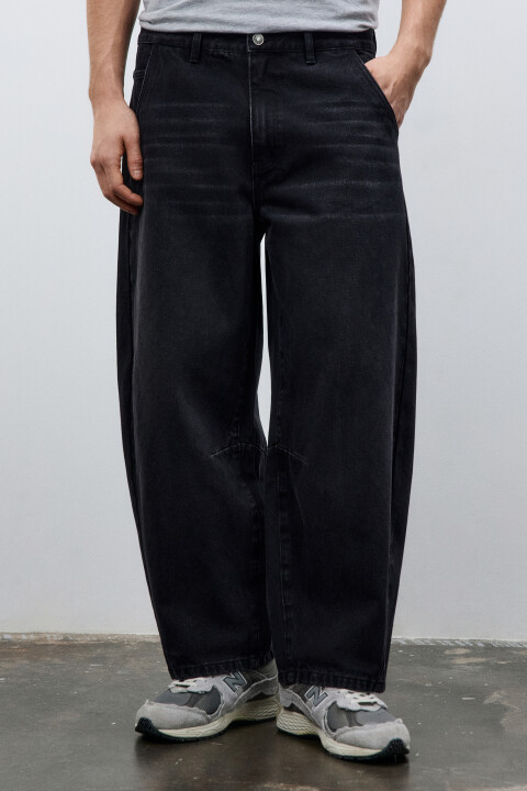 

Джинсы baggy fit с потертостями, Черный, Джинсы baggy fit с потертостями