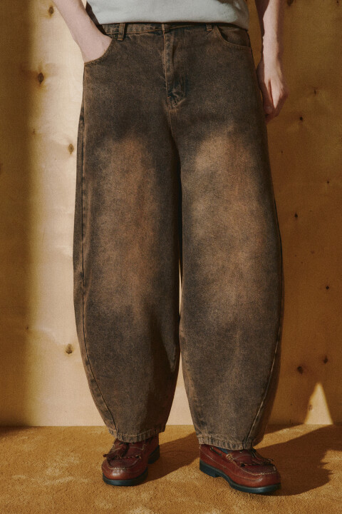 

Джинсы barrel fit со средней посадкой вареные, Коричневый, Джинсы barrel fit со средней посадкой вареные