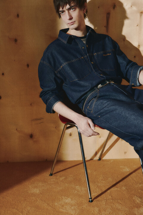 

Рубашка-овершот джинсовая с вышивкой, Синий, Рубашка-овершот джинсовая с вышивкой