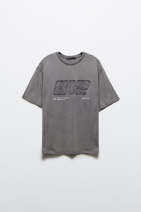 

Футболка хлопковая с вареным эффектом, Серый, Футболка хлопковая с вареным эффектом