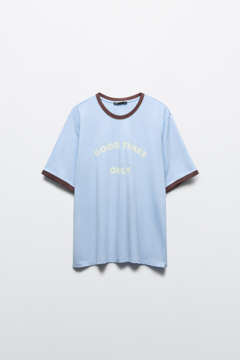 

Футболка с принтом и контрастной окантовкой, Белый, Футболка с принтом и контрастной окантовкой