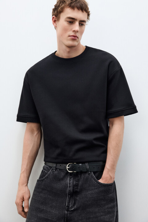 

Футболка плотная с подворотами, Черный, Футболка плотная с подворотами