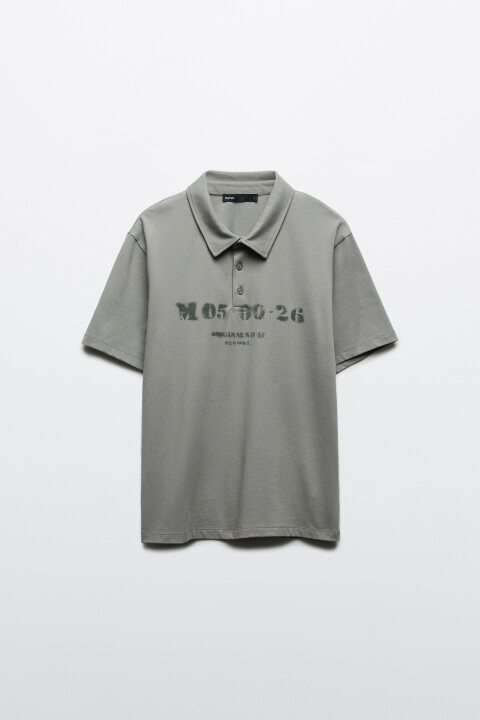 

Футболка-поло прямая с принтом, Серый, Футболка-поло прямая с принтом