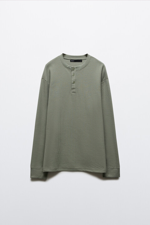 

Лонгслив хенли трикотажный на пуговицах, Черный, Лонгслив хенли трикотажный на пуговицах