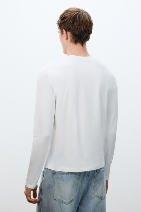 

Лонгслив из хлопкового трикотажа на пуговицах, Белый, Лонгслив из хлопкового трикотажа на пуговицах