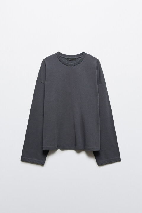 

Лонгслив хлопковый базовый, Серый, Лонгслив хлопковый базовый