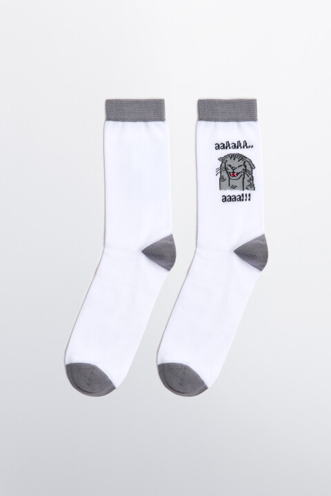 

Носки с рисунком и контрастными вставками, Серый, Носки с рисунком и контрастными вставками