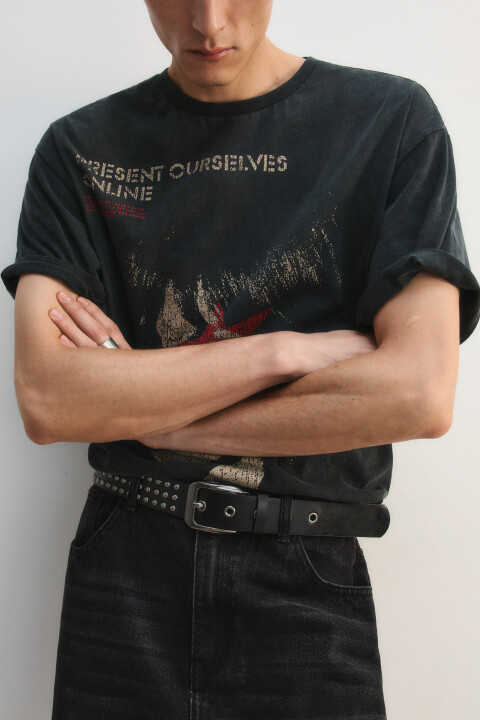 

Ремень с заклепками, Черный, Ремень с заклепками