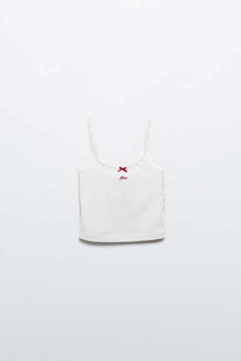 

Майка-топ в рубчик с кружевом, Белый, Майка-топ в рубчик с кружевом