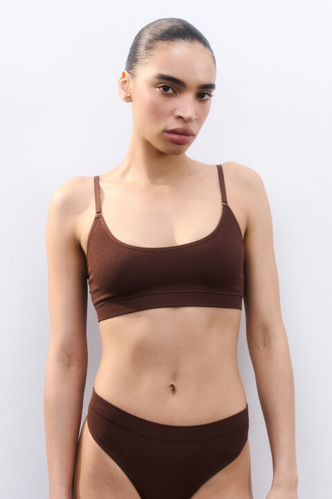 

Бюстгальтер-бра бесшовный в рубчик, Черный, Бюстгальтер-бра бесшовный в рубчик