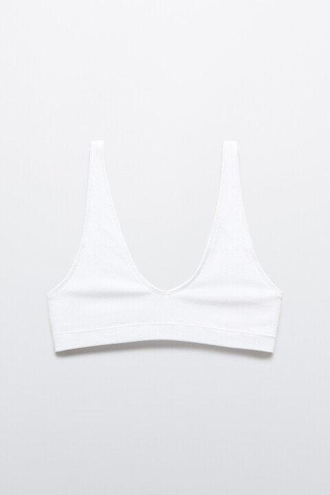 

Бюстгальтер-бра бесшовный в рубчик, Белый, Бюстгальтер-бра бесшовный в рубчик