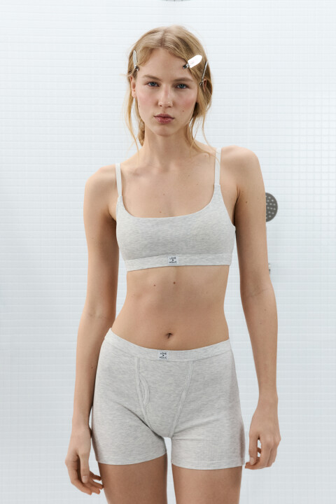 

Бюстгальтер-топ в рубчик, Серый, Бюстгальтер-топ в рубчик