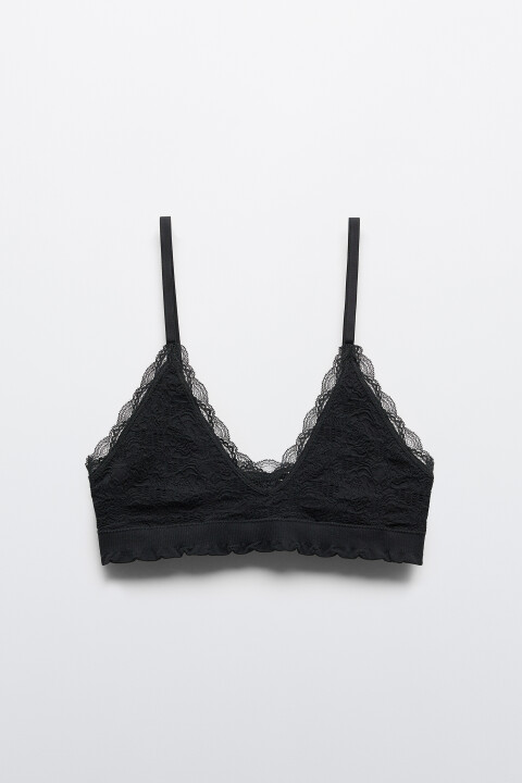 

Бюстгальтер-топ кружевной, Черный, Бюстгальтер-топ кружевной