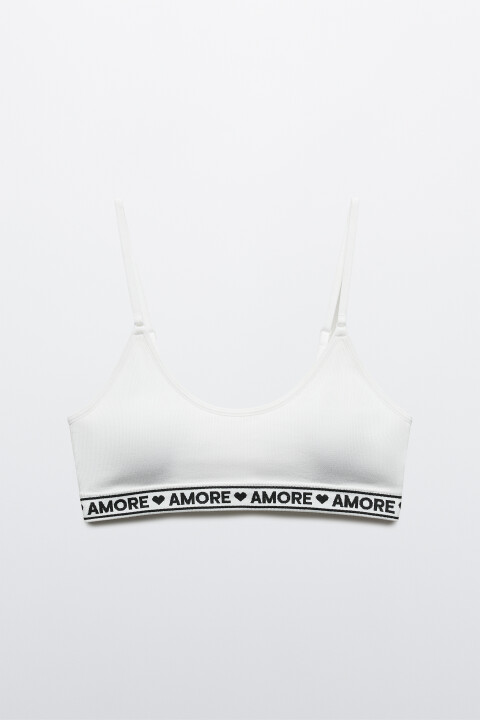 

Бюстгальтер-топ в рубчик с надписью, Розовый, Бюстгальтер-топ в рубчик с надписью