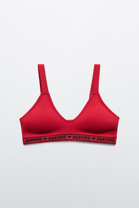 

Бюстгальтер-топ в рубчик с надписью, Голубой, Бюстгальтер-топ в рубчик с надписью