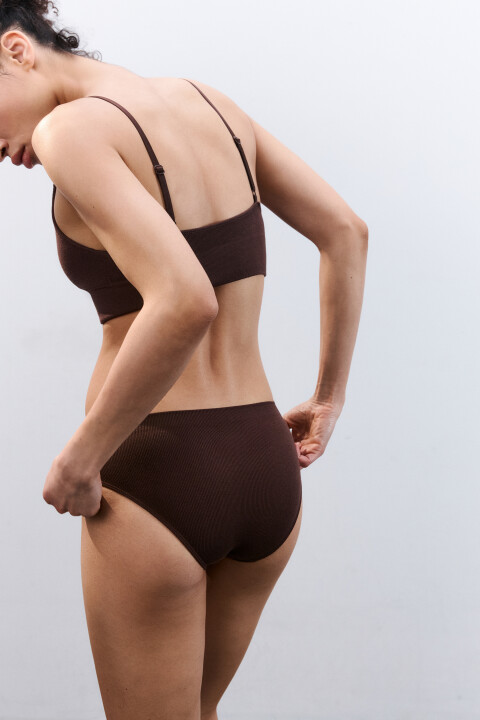 

Трусы-слипы со средней посадкой в рубчик, Коричневый, Трусы-слипы со средней посадкой в рубчик