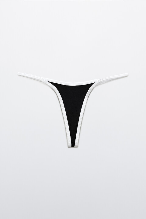 

Трусы-стринги с контрастной окантовкой, Черный, Трусы-стринги с контрастной окантовкой