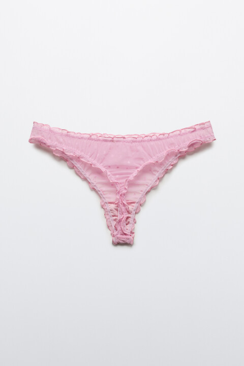 

Трусы-стринги сетчатые с оборками и принтом, Черный, Трусы-стринги сетчатые с оборками и принтом