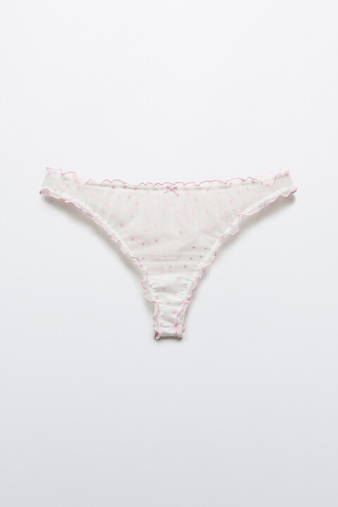 

Трусы-стринги сетчатые с оборками и принтом, Розовый, Трусы-стринги сетчатые с оборками и принтом