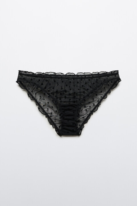 

Трусы-слипы сетчатые с оборками и принтом, Черный, Трусы-слипы сетчатые с оборками и принтом