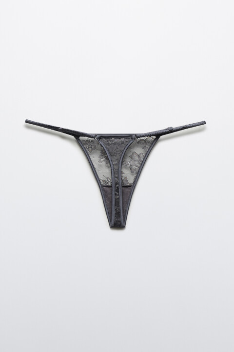 

Трусы-стринги кружевные со средней посадкой, Серый, Трусы-стринги кружевные со средней посадкой