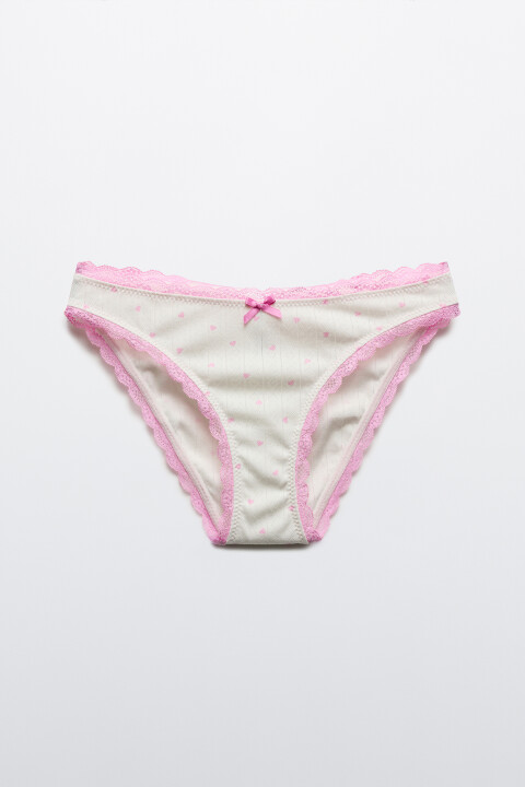 

Трусы-слипы в рубчик с кружевом и бантиком, Розовый, Трусы-слипы в рубчик с кружевом и бантиком