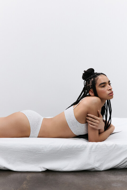 

Трусы-слипы со средней посадкой в рубчик, Серый, Трусы-слипы со средней посадкой в рубчик