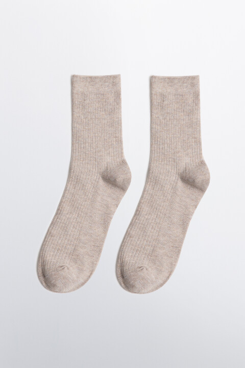 

Носки в рубчик с люрексом, Бежевый, Носки в рубчик с люрексом