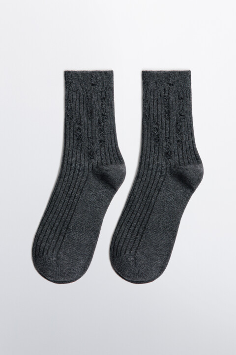 

Носки рваные в рубчик, Серый, Носки рваные в рубчик