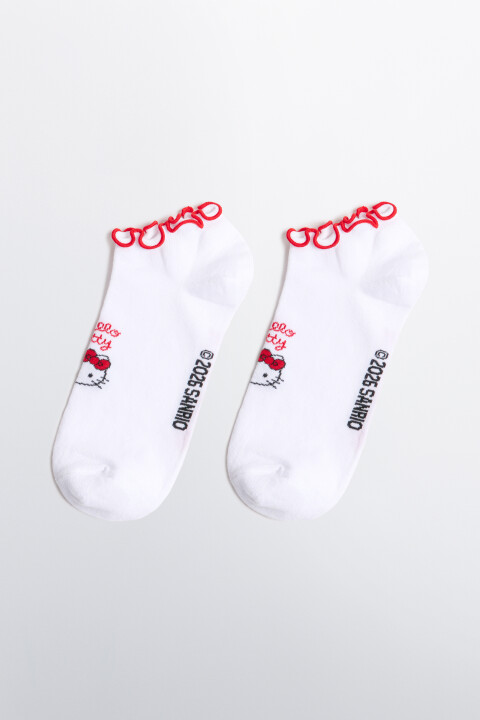 

Носки короткие с оборками и принтом, Белый, Носки короткие с оборками и принтом