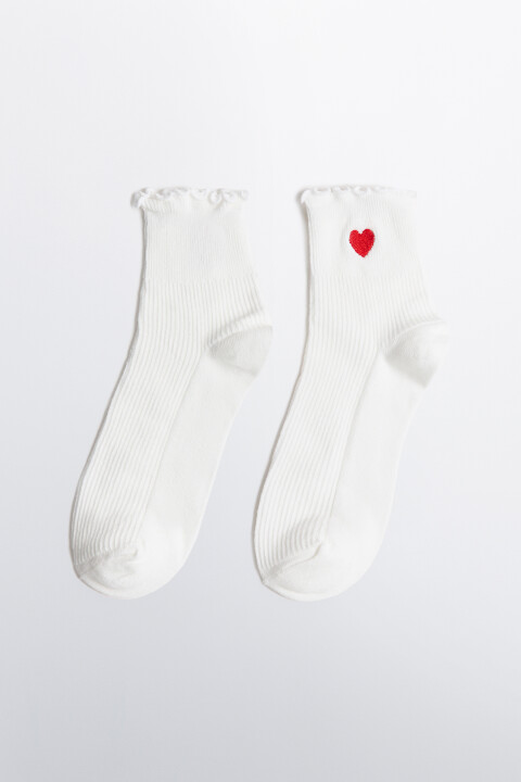 

Носки высокие в рубчик с оборками и сердечком, Розовый, Носки высокие в рубчик с оборками и сердечком