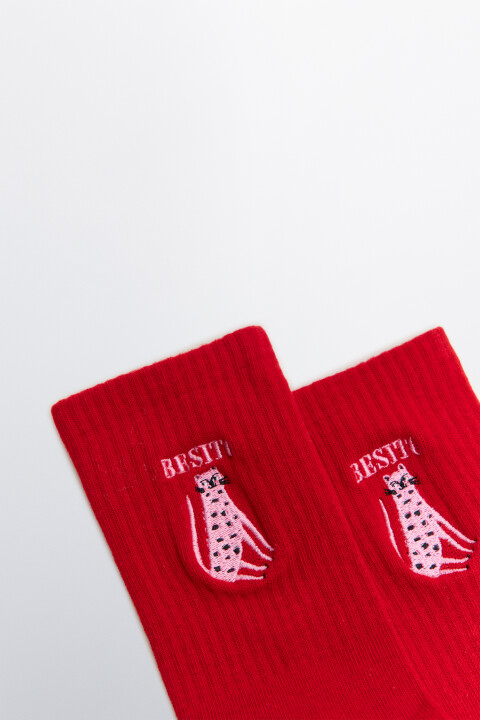 

Носки высокие с вышивкой, Красный, Носки высокие с вышивкой