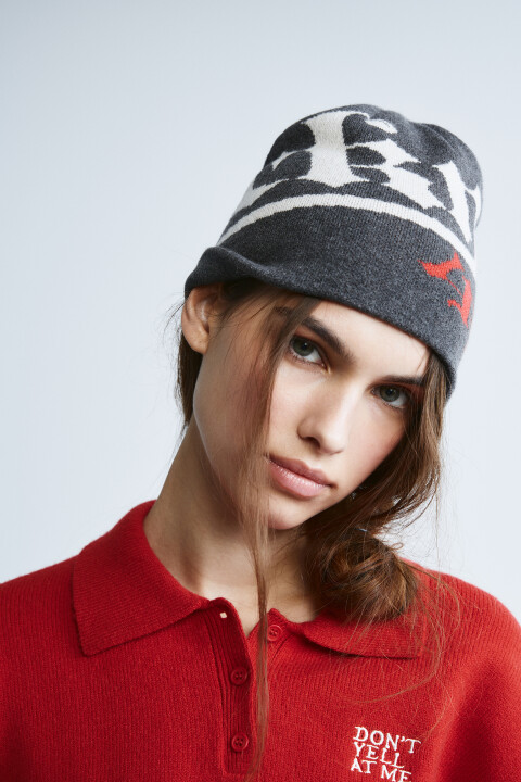 

Шапка-бини вязаная с логотипом, Мультиколор, Шапка-бини вязаная с логотипом