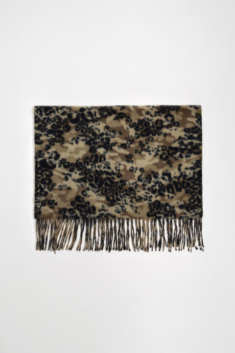 

Шарф тонкий с бахромой и леопардовым принтом, Мультиколор, Шарф тонкий с бахромой и леопардовым принтом