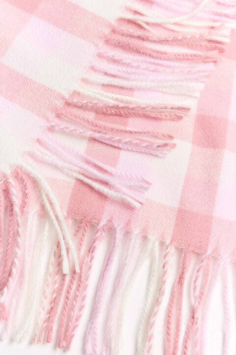 

Шарф-палантин тонкий в клетку с бахромой, Розовый, Шарф-палантин тонкий в клетку с бахромой