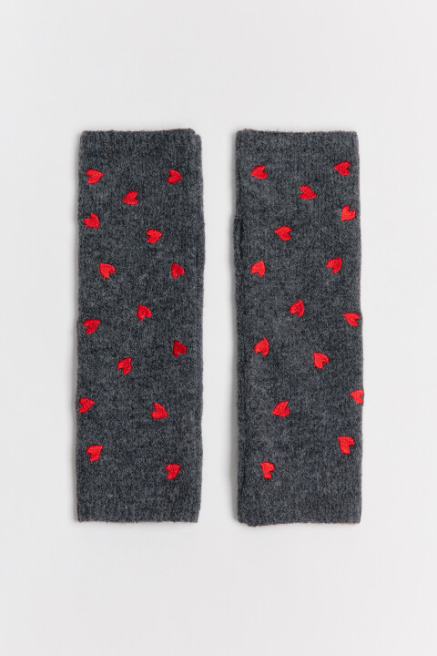 

Митенки вязаные с вышивкой, Серый, Митенки вязаные с вышивкой