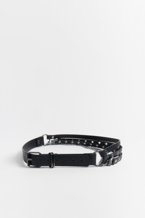 

Ремень декоративный тонкий с цепочками, Серый, Ремень декоративный тонкий с цепочками