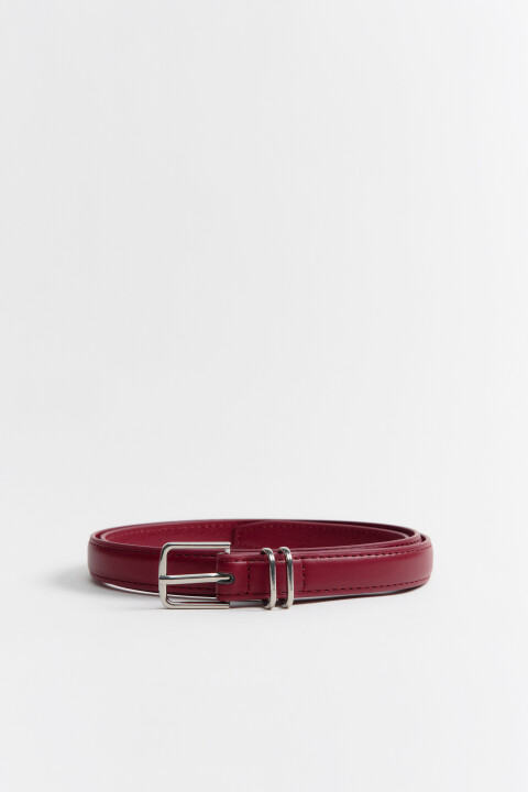 

Ремень узкий с квадратной пряжкой, Бордовый, Ремень узкий с квадратной пряжкой