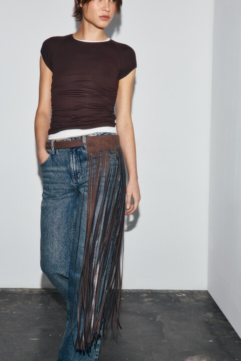 

Пояс из искусственной кожи с бахромой, Коричневый, Пояс из искусственной кожи с бахромой