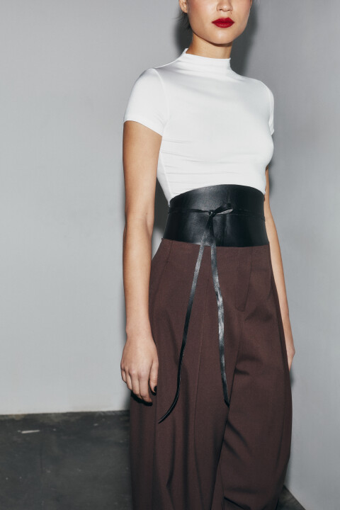 

Пояс из искусственной кожи на завязках, Черный, Пояс из искусственной кожи на завязках