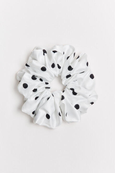 

Резинка для волос атласная в горошек, Белый, Резинка для волос атласная в горошек
