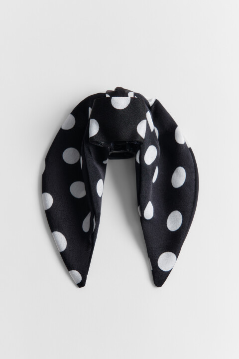 

Заколка-краб в виде бантика в горошек, Черный, Заколка-краб в виде бантика в горошек