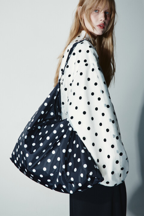 

Сумка-шопер в горошек, Черный, Сумка-шопер в горошек