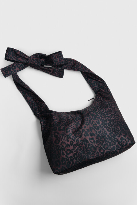 

Сумка-кроссбоди на завязках с леопардовым принтом, Черный, Сумка-кроссбоди на завязках с леопардовым принтом