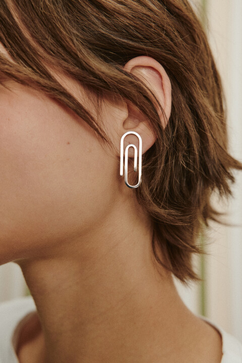 

Серьги-гвоздики в виде скрепок, Серый, Серьги-гвоздики в виде скрепок