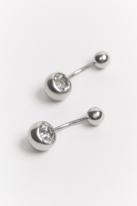 

Серьги винтовые со стразами, Серый, Серьги винтовые со стразами