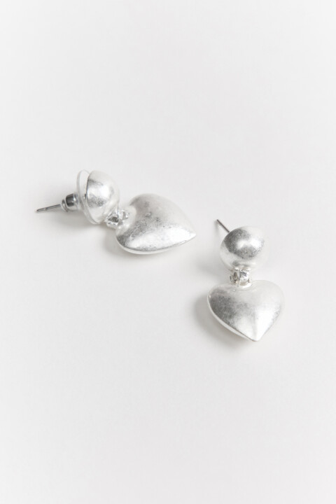 

Серьги в виде сердечек, Серый, Серьги в виде сердечек