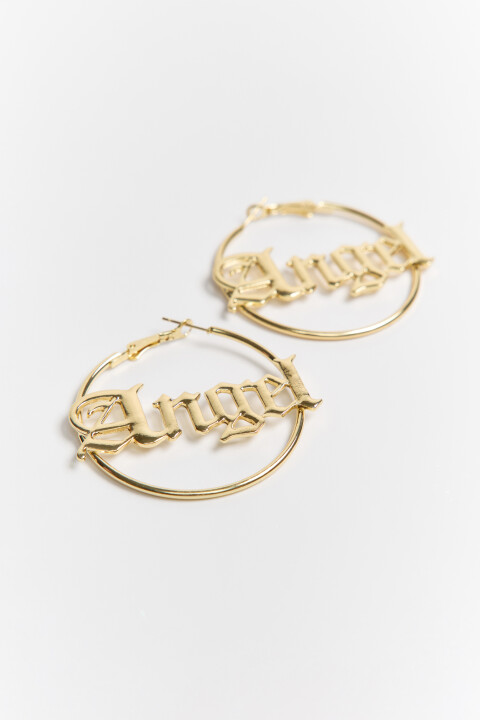 

Серьги-кольца с надписью, Желтый, Серьги-кольца с надписью