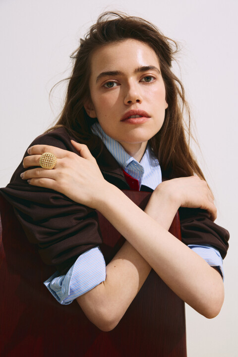 

Кольцо золотистое с заклепками, Желтый, Кольцо золотистое с заклепками