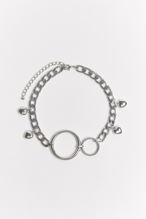 

Колье-чокер с сердечками, Серый, Колье-чокер с сердечками